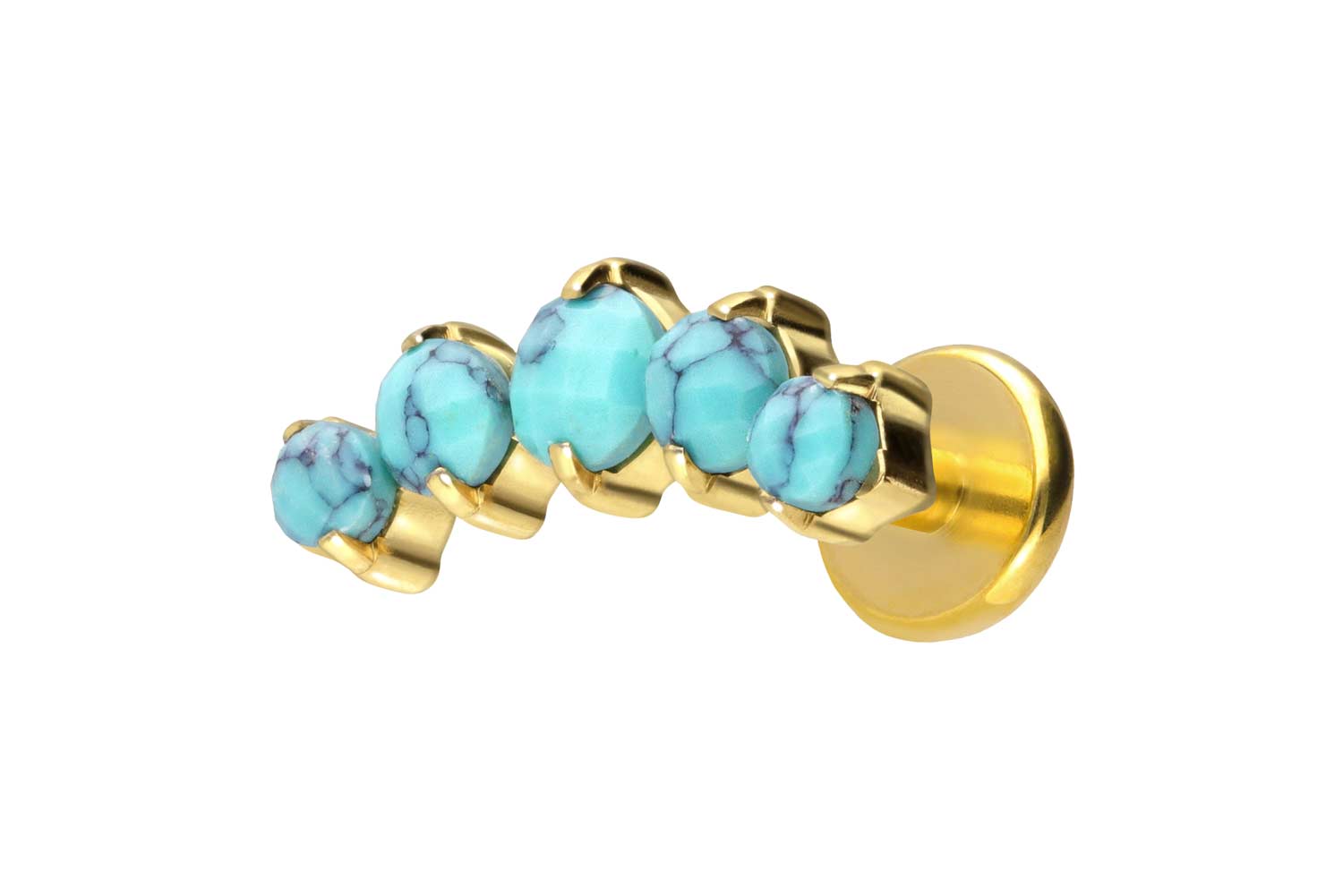 Titan Labret Piercing mit Push Fit 5 SYNTHETISCHE TÜRKISE